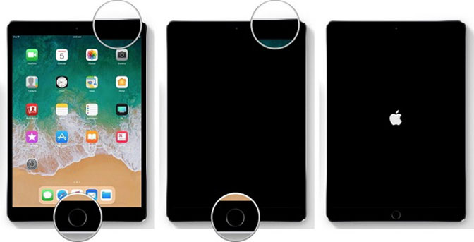 перезапустить ipad